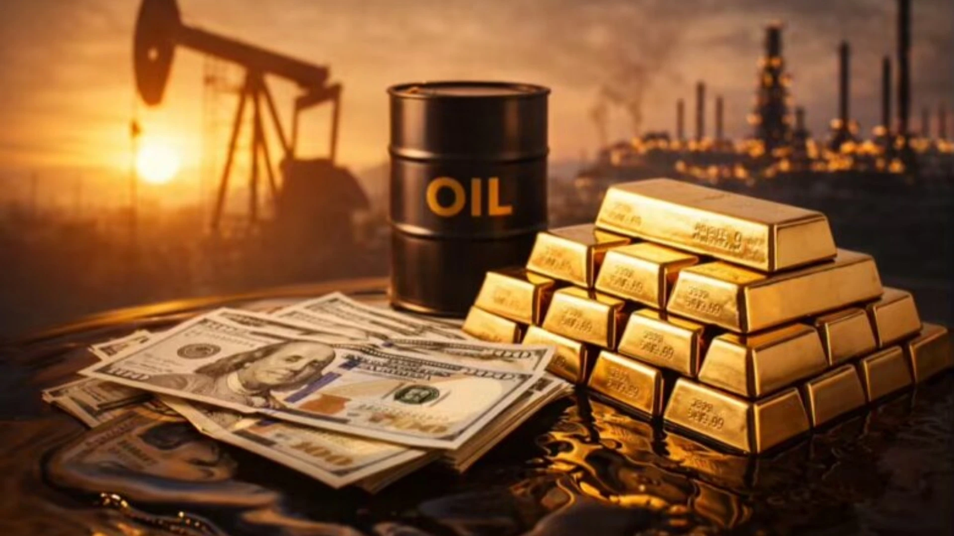 انخفاض أسعار الذهب وارتفاع النفط مع استقرار الدولار 