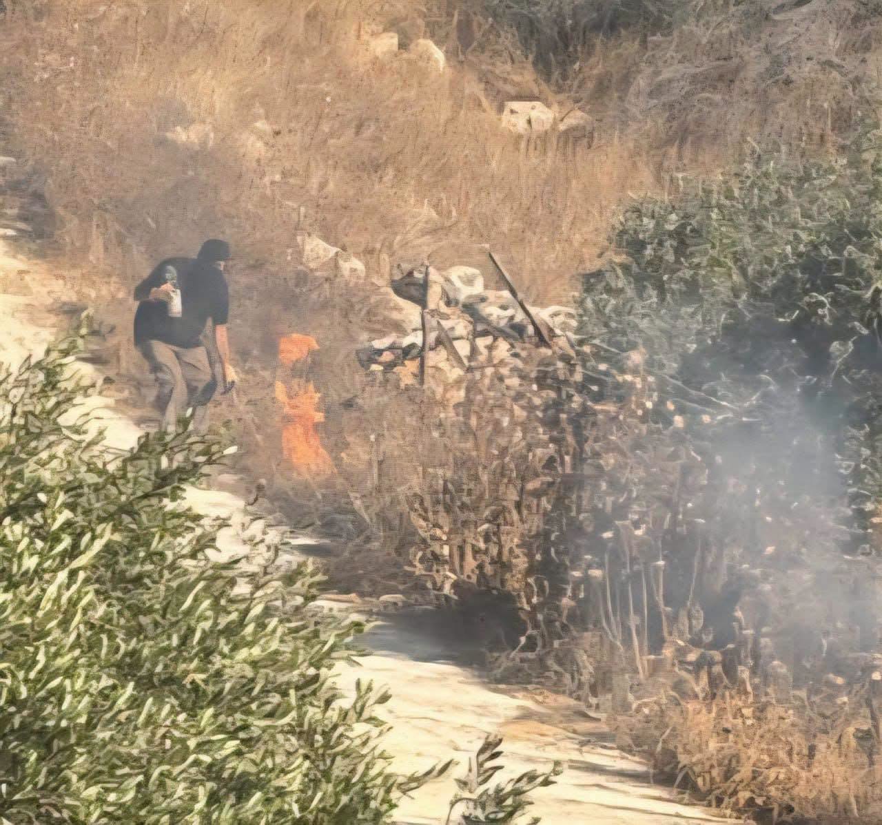 مستوطنون  يهاجمون منازل المواطنين  ويضرمون النار في أراض زراعية في برقا 